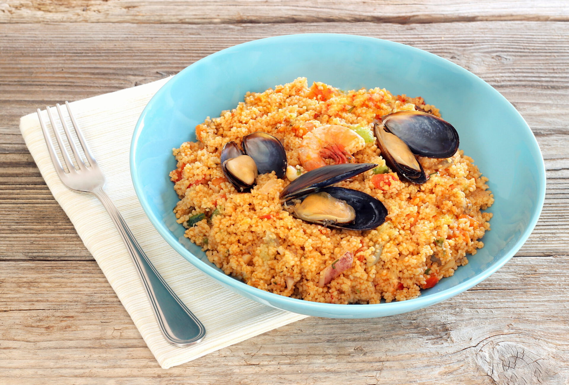 Cous Cous Con Curcuma, Cozze E Gamberi - Bia Cous Cous